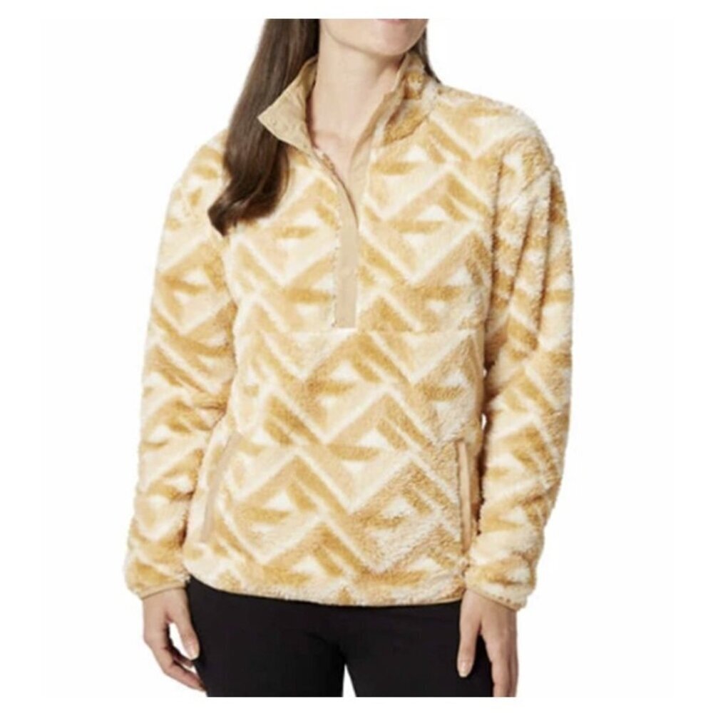 Hurley Women's Soft Midweight Snap Plush Pullover Fleece Orange Sweatshirt New L